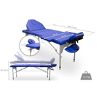 Folding aluminum massage table 186 x 66 cm with reclining backrest - 7 colors