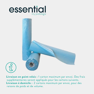 9 rouleaux Draps d'examen plastifiés bleus - 132 formats - 2 plis gaufrés Essential 