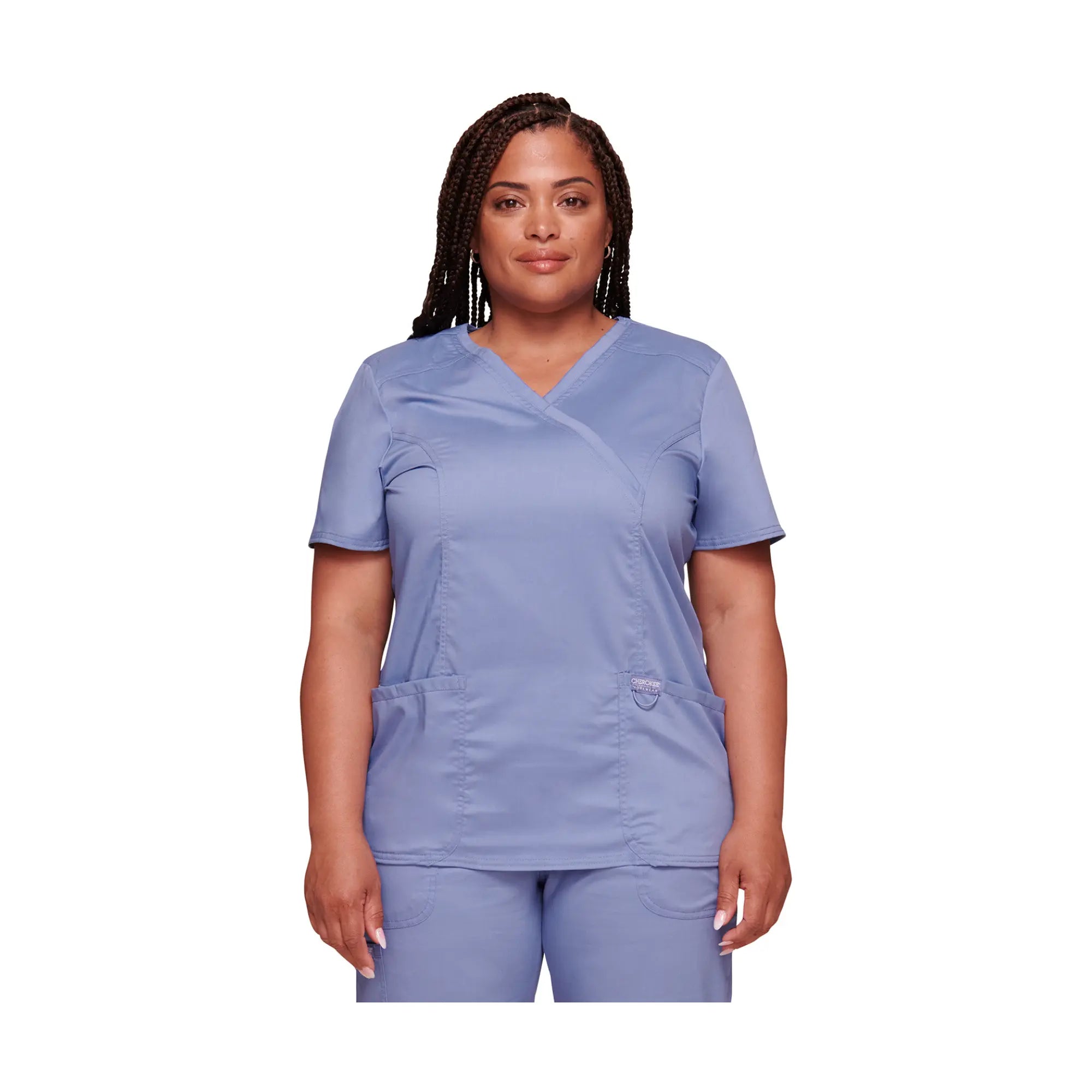 Béziers - Tunique cache-cœur col V - Femme - Cherokee - Couleur 1 Cherokee Authentic Workwear  Bleu-Ciel-3XL
