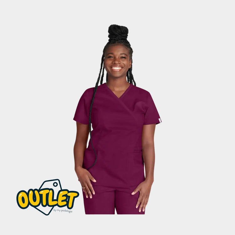 Cayenne Bordeaux - Taille S - Tunique cache coeur femme Cherokee // Fin de série Cherokee Authentic Workwear 