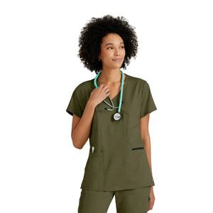 Kim - Tunique col V croisé - Femme - Grey’s Anatomy Stretch Grey’s Anatomy  Vert Olive / XL