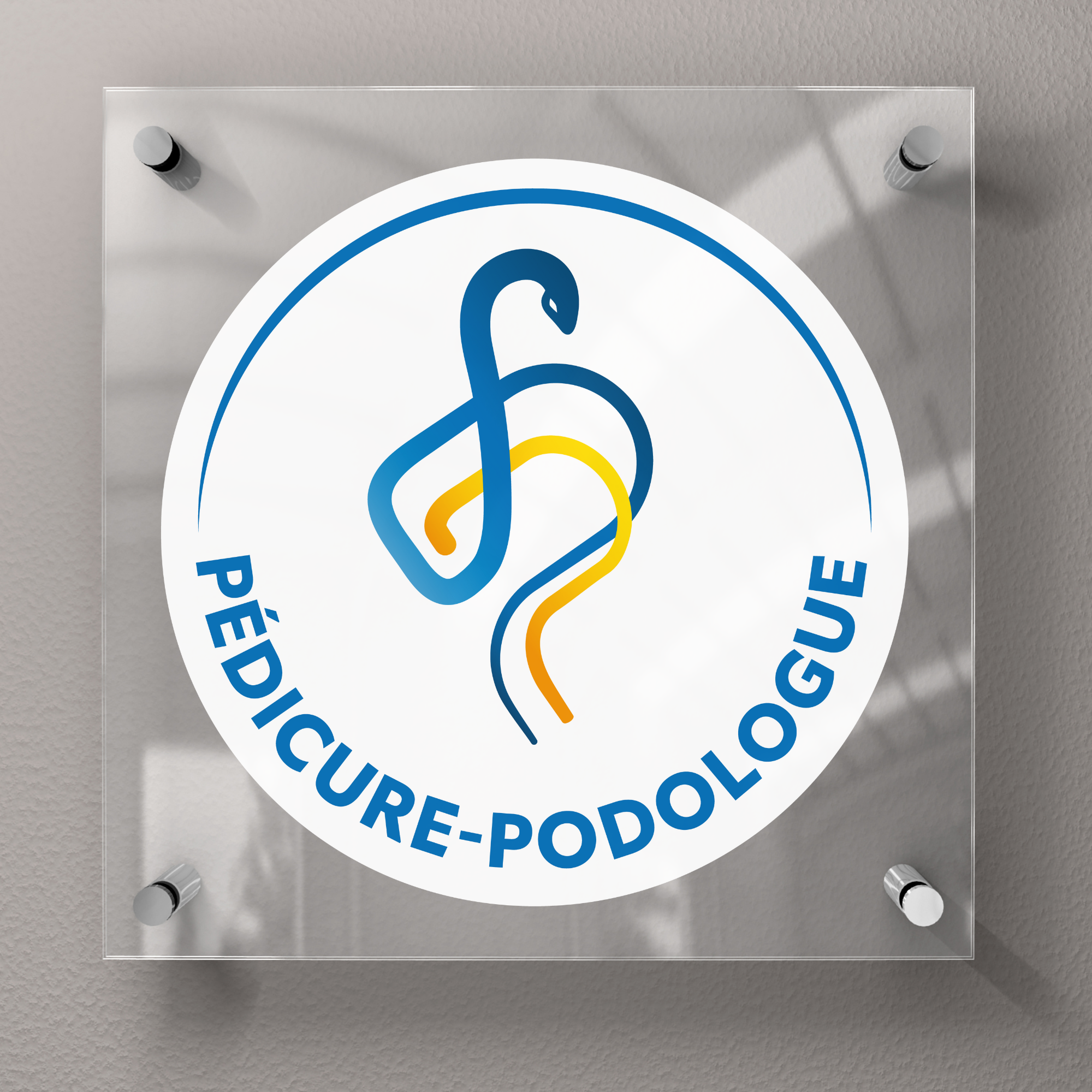 Pedicure-podiatrist plaque with official logo - Plexiglas 45x45cm - Without spacers My Podologie 