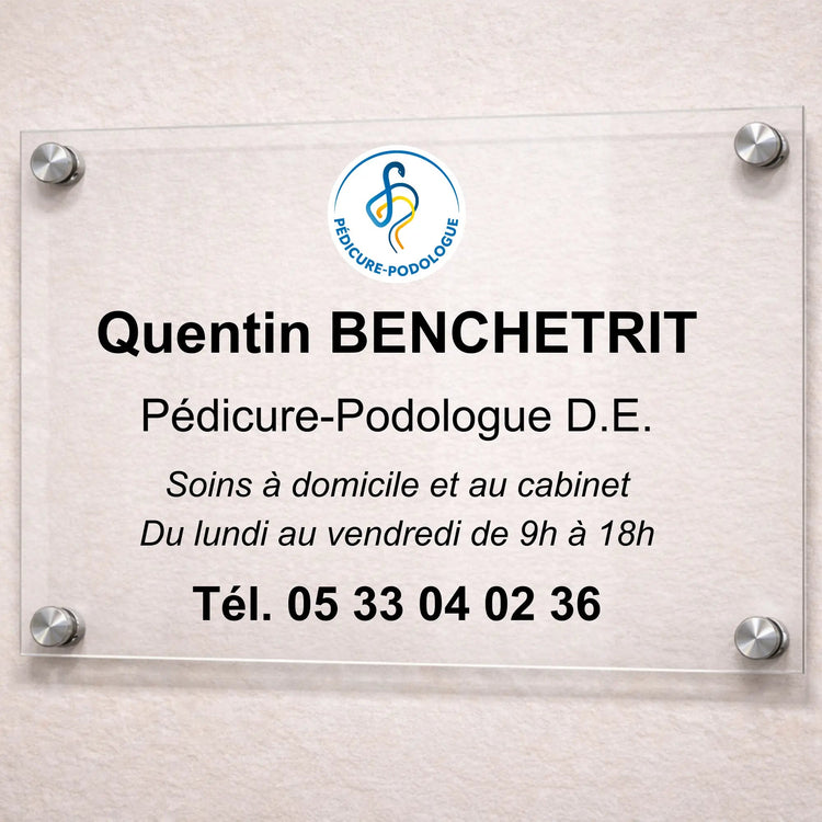 Plaque professionnelle Pédicure-Podologue personnalisable - Sans fixations My Podologie 