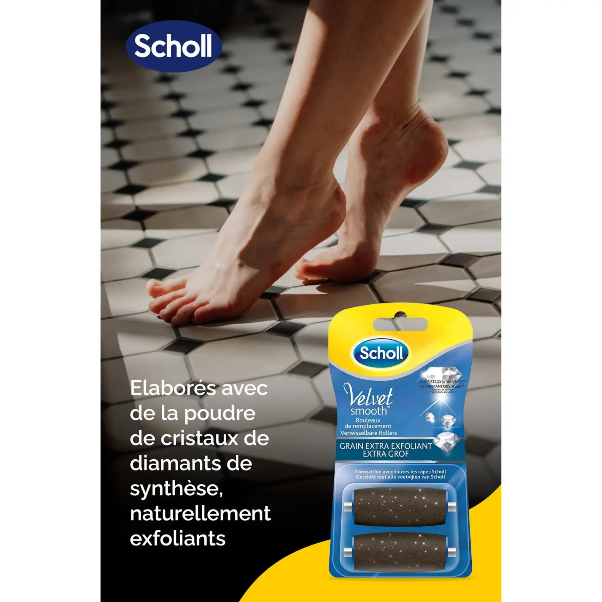 Recharge Rouleau Grain Extra-Exfoliant - Râpe de Pédicurie Électrique - Velvet Smooth - Scholl Scholl 