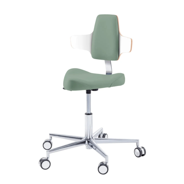 Siège praticien - TRIANGLE - Ruck - Ressort à Gaz Long Ruck  Sauge-Dossier-Napo-CPL-Blanc